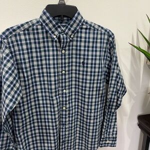 Men's Blue Green Plaid Shirt